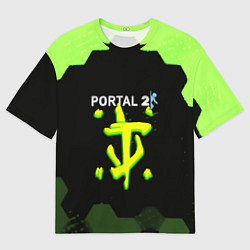 Футболка оверсайз мужская Doom x portal 2 зелёные соты, цвет: 3D-принт