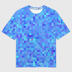 Мужская футболка оверсайз Синие пиксели