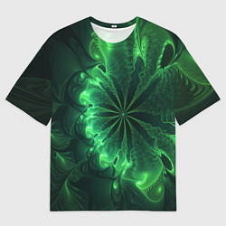 Мужская футболка оверсайз Оптический зелёный фрактал