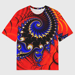 Мужская футболка оверсайз Оптический узор фракталы завитки