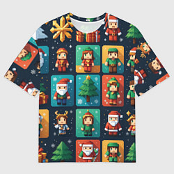 Мужская футболка оверсайз Minecraft с новогодний паттерн