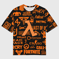 Мужская футболка оверсайз Half-life pattern game