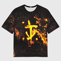 Мужская футболка оверсайз Doom fire