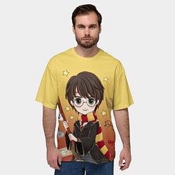 Футболка оверсайз мужская Гарри Поттер мультяшный с метлой, цвет: 3D-принт — фото 2