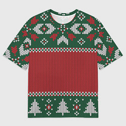 Мужская футболка оверсайз Knitted Christmas Pattern