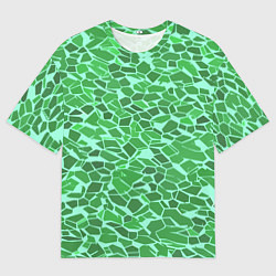 Мужская футболка оверсайз Зелёные плитки на салатовом фоне