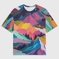 Мужская футболка оверсайз Красочные горы