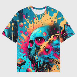 Мужская футболка оверсайз Абстракция с черепом - нейроарт