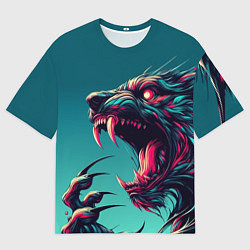 Футболка оверсайз мужская Свирепый оборотень - нейроарт, цвет: 3D-принт