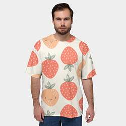 Футболка оверсайз мужская Клубничный узор, цвет: 3D-принт — фото 2