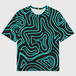 Мужская футболка оверсайз Абстракция из бирюзовых полос