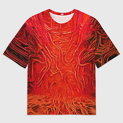 Мужская футболка оверсайз Красный симбионт абстракция