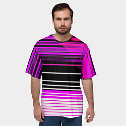 Футболка оверсайз мужская Разноцветные вертикальные линии, цвет: 3D-принт — фото 2