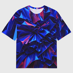 Мужская футболка оверсайз Синие абстрактные изгибы
