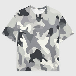 Футболка оверсайз мужская Бело-серый камуфляж, цвет: 3D-принт