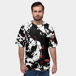 Футболка оверсайз мужская Черно-красный камуфляж, цвет: 3D-принт — фото 2