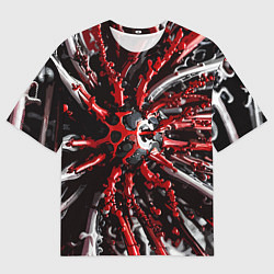 Футболка оверсайз мужская Красно-белая инфекция, цвет: 3D-принт