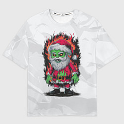Футболка оверсайз мужская Санта зомби в адском пламени, цвет: 3D-принт