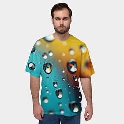 Футболка оверсайз мужская Крупные капли на цветном фоне, цвет: 3D-принт — фото 2