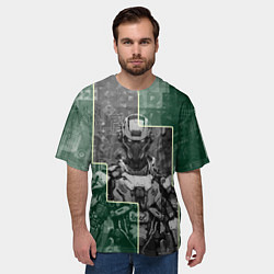 Футболка оверсайз мужская Андроид в серо-зелёных тонах, цвет: 3D-принт — фото 2