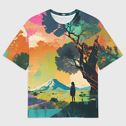 Мужская футболка оверсайз На природе абстракция