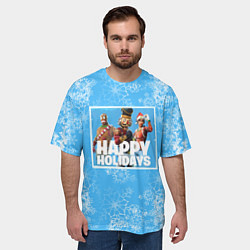 Футболка оверсайз мужская Happy Holidays - Fortnite Ginger Gunner и Щелкунчи, цвет: 3D-принт — фото 2