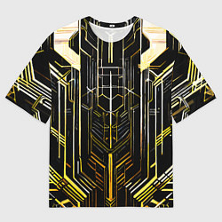 Мужская футболка оверсайз Gold lines on a black background