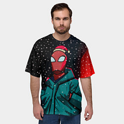 Футболка оверсайз мужская Новогодний человек паук, цвет: 3D-принт — фото 2