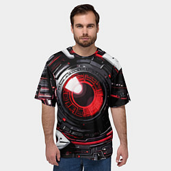 Футболка оверсайз мужская Красная сфера киберпанк, цвет: 3D-принт — фото 2