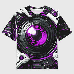 Футболка оверсайз мужская Фиолетовая сфера киберпанк, цвет: 3D-принт