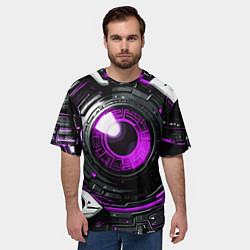 Футболка оверсайз мужская Фиолетовая сфера киберпанк, цвет: 3D-принт — фото 2