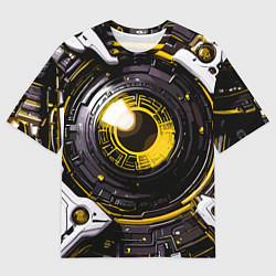 Мужская футболка оверсайз Жёлтая сфера киберпанк
