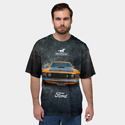Футболка оверсайз мужская Спортивный американский автомобиль Ford Mustang, цвет: 3D-принт — фото 2