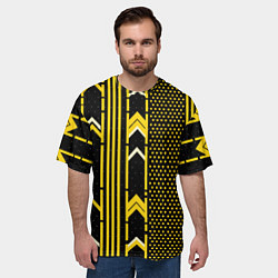 Футболка оверсайз мужская Жёлтые обои на чёрном фоне, цвет: 3D-принт — фото 2