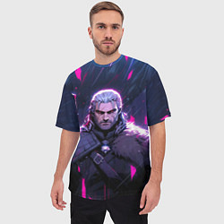 Футболка оверсайз мужская Geralt - neon rain, цвет: 3D-принт — фото 2