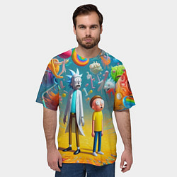 Футболка оверсайз мужская Рик и Морти - сюрреалистическая фантазия, цвет: 3D-принт — фото 2