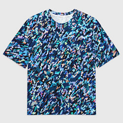 Мужская футболка оверсайз Абстрактная текстура синий пёстрый