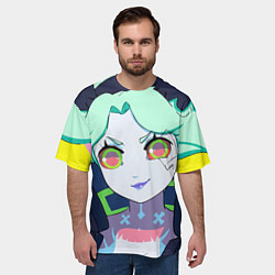 Футболка оверсайз мужская Ребекка - киберпанк, цвет: 3D-принт — фото 2