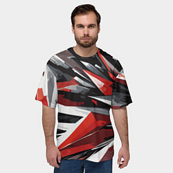 Футболка оверсайз мужская Чёрно-красно-белая абстракция, цвет: 3D-принт — фото 2