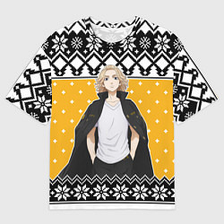 Футболка оверсайз мужская Свитер новогодний Майки, цвет: 3D-принт