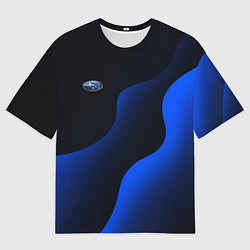 Мужская футболка оверсайз Субару - синие волны