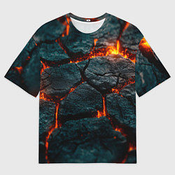 Мужская футболка оверсайз Скала и лава