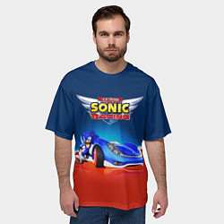 Футболка оверсайз мужская Hedgehog - Sonic racing team, цвет: 3D-принт — фото 2