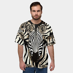 Футболка оверсайз мужская Зебры, цвет: 3D-принт — фото 2