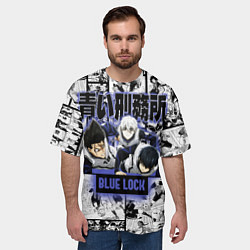 Футболка оверсайз мужская Блю лок синяя тюрьма, цвет: 3D-принт — фото 2