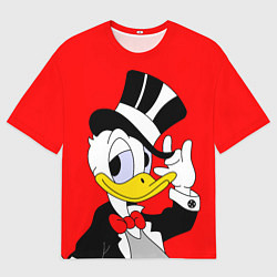 Футболка оверсайз мужская Дональ Дак в цилиндре, цвет: 3D-принт