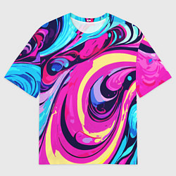 Футболка оверсайз мужская Сине-розовый узор, цвет: 3D-принт