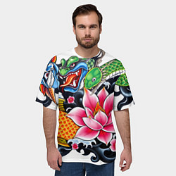 Футболка оверсайз мужская Иредзуми на белом фоне, цвет: 3D-принт — фото 2