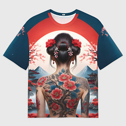 Футболка оверсайз мужская Девушка в татуировках, цвет: 3D-принт