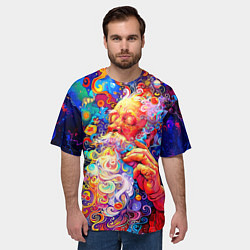 Футболка оверсайз мужская Santa Claus: pop-art modern pointillism, цвет: 3D-принт — фото 2